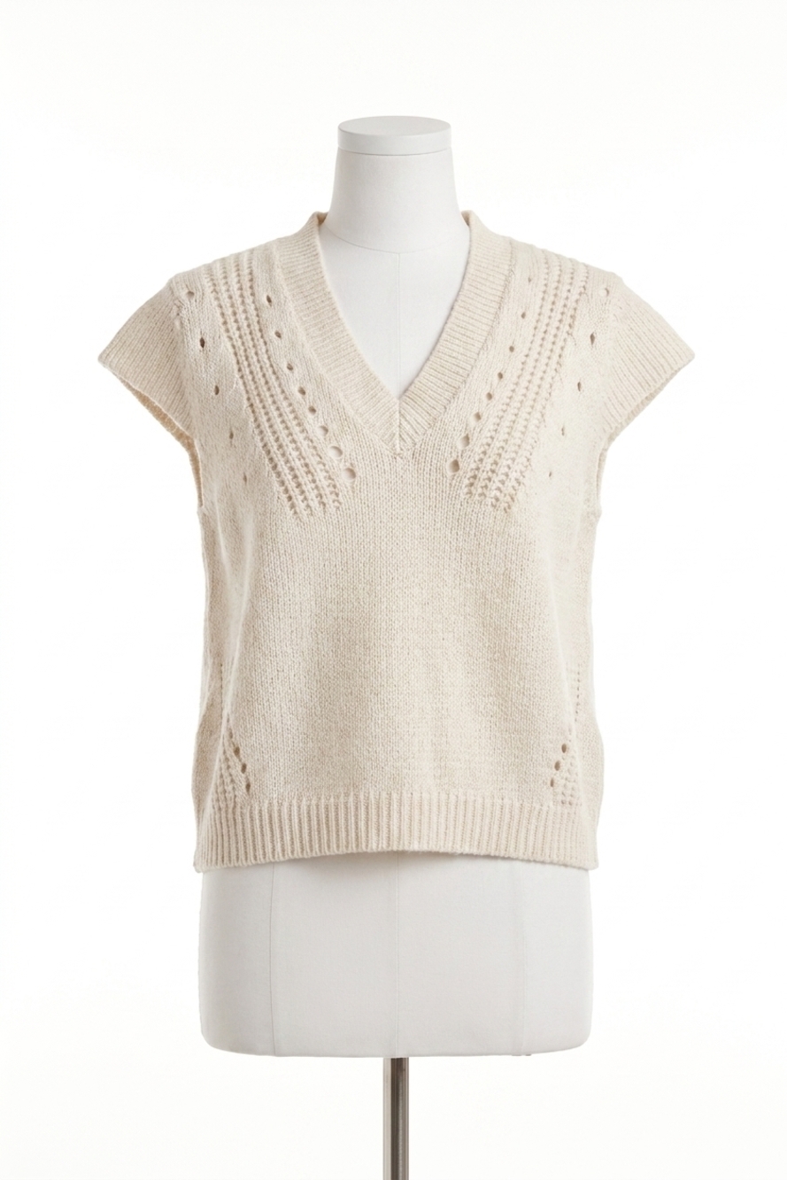 NEW DEAR JOHN DENIM una v-neck sleeveless sweater in ivory